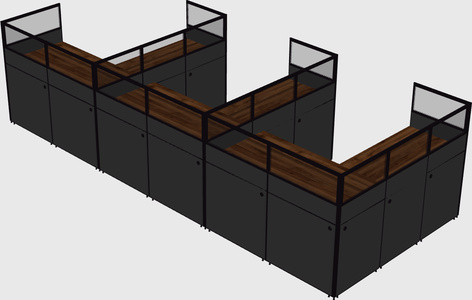 Shared l-shaped cubicle