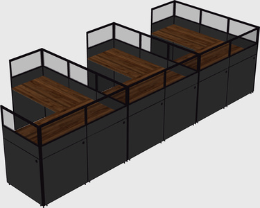 Shared l-shaped cubicle