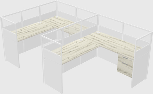 Shared l-shaped cubicle