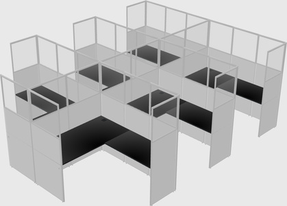 Shared l-shaped cubicle