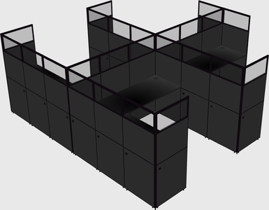 Shared l-shaped cubicle
