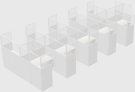 Shared l-shaped cubicle