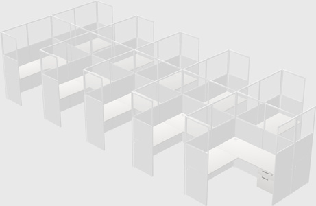 Shared l-shaped cubicle