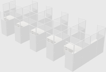 Shared l-shaped cubicle