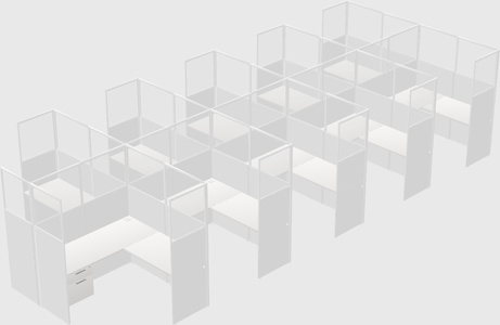 Shared l-shaped cubicle