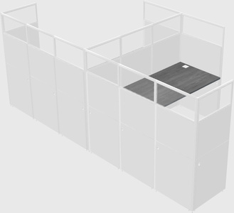 Shared l-shaped cubicle