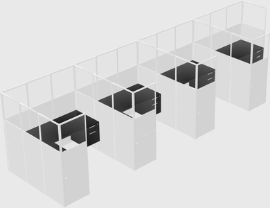 Shared l-shaped cubicle
