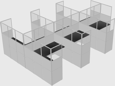 Shared l-shaped cubicle