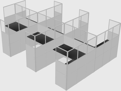 Shared l-shaped cubicle