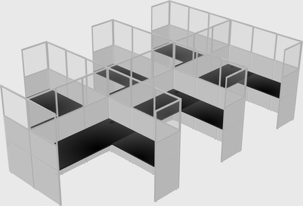 Shared l-shaped cubicle