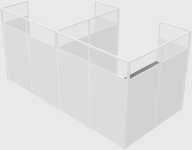Shared l-shaped cubicle