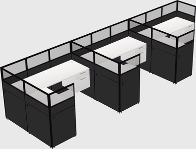 Shared l-shaped cubicle