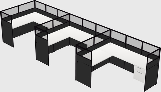 Shared l-shaped cubicle