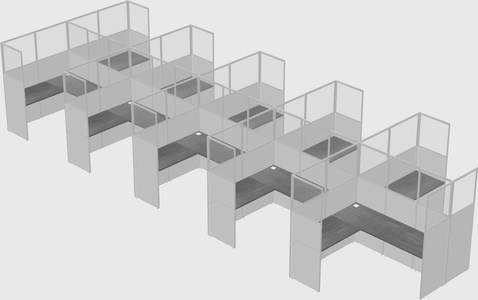Shared l-shaped cubicle