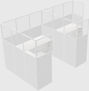 Shared l-shaped cubicle