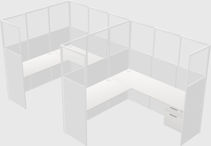 Shared l-shaped cubicle