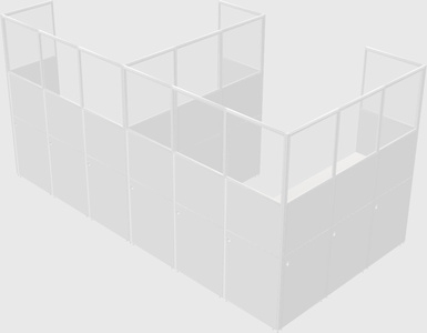 Shared l-shaped cubicle