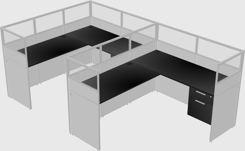 Shared l-shaped cubicle