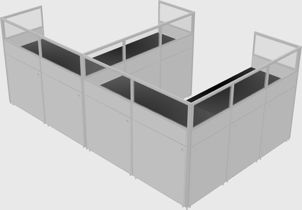 Shared l-shaped cubicle