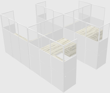 Shared l-shaped cubicle