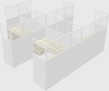 Shared l-shaped cubicle
