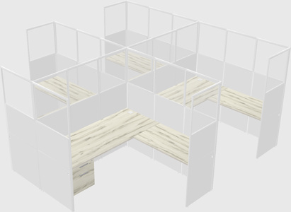 Shared l-shaped cubicle