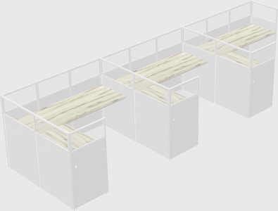Shared l-shaped cubicle