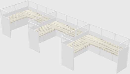 Shared l-shaped cubicle