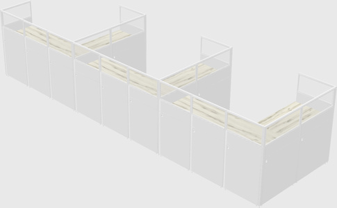 Shared l-shaped cubicle
