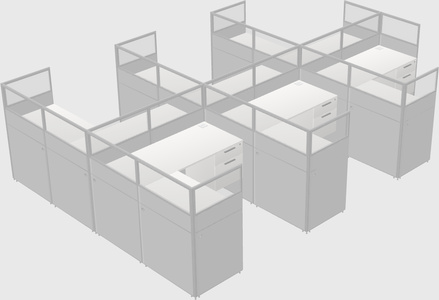 Shared l-shaped cubicle