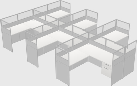 Shared l-shaped cubicle