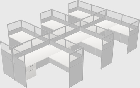 Shared l-shaped cubicle