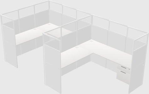 Shared l-shaped cubicle