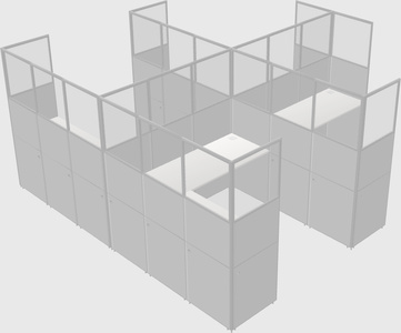 Shared l-shaped cubicle