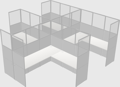 Shared l-shaped cubicle