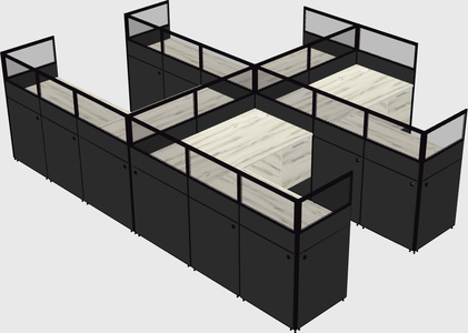 Shared l-shaped cubicle