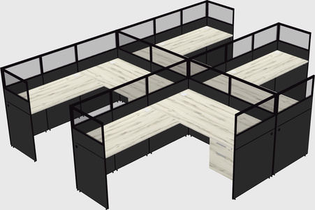 Shared l-shaped cubicle