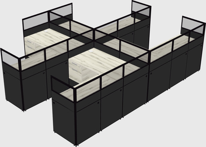 Shared l-shaped cubicle