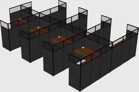 Shared l-shaped cubicle