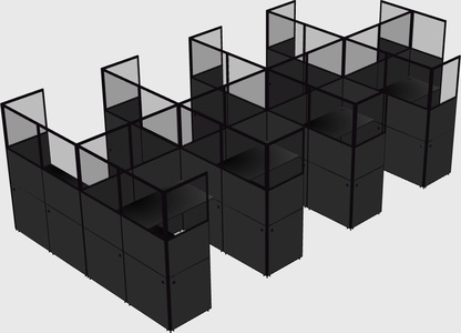 Shared l-shaped cubicle