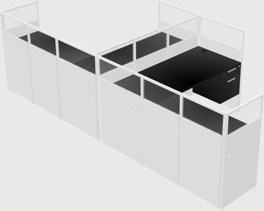 Shared l-shaped cubicle