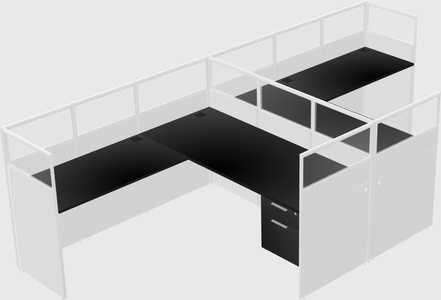 Shared l-shaped cubicle