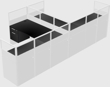 Shared l-shaped cubicle