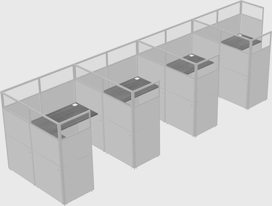 Shared l-shaped cubicle