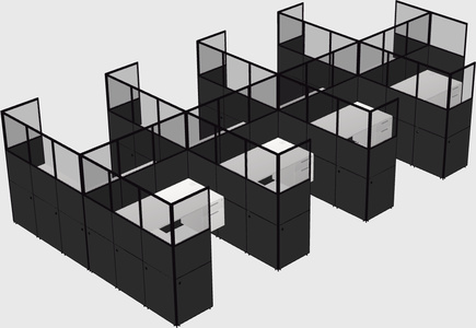 Shared l-shaped cubicle