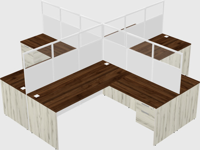 Shared l-shaped cubicles