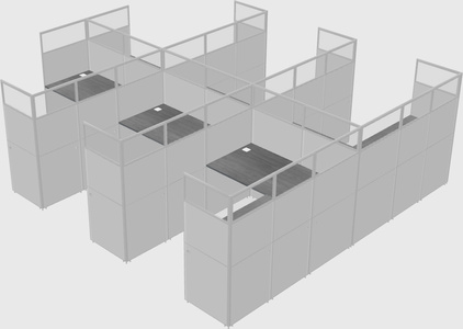 Shared l-shaped cubicle