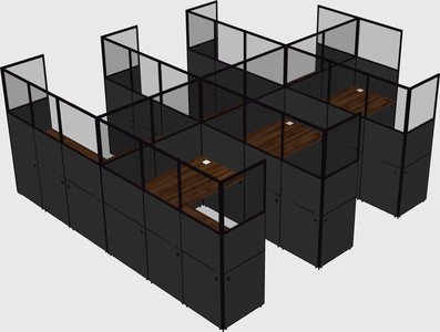 Shared l-shaped cubicle