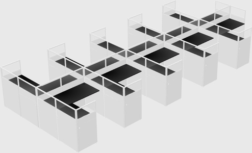 Shared l-shaped cubicle
