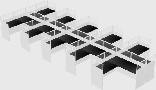Shared l-shaped cubicle